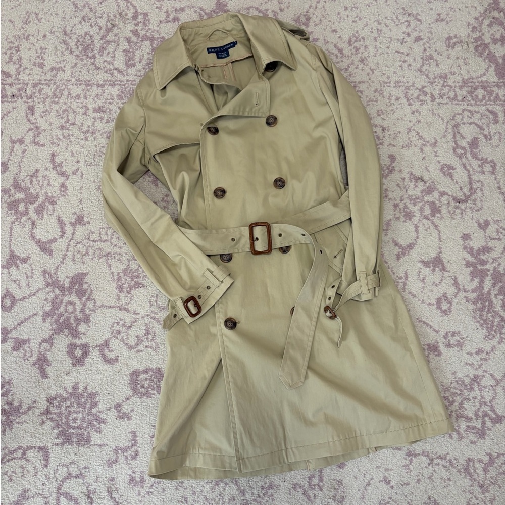 Ralph Lauren Blue Label Beige Double-Breasted Trench Coat